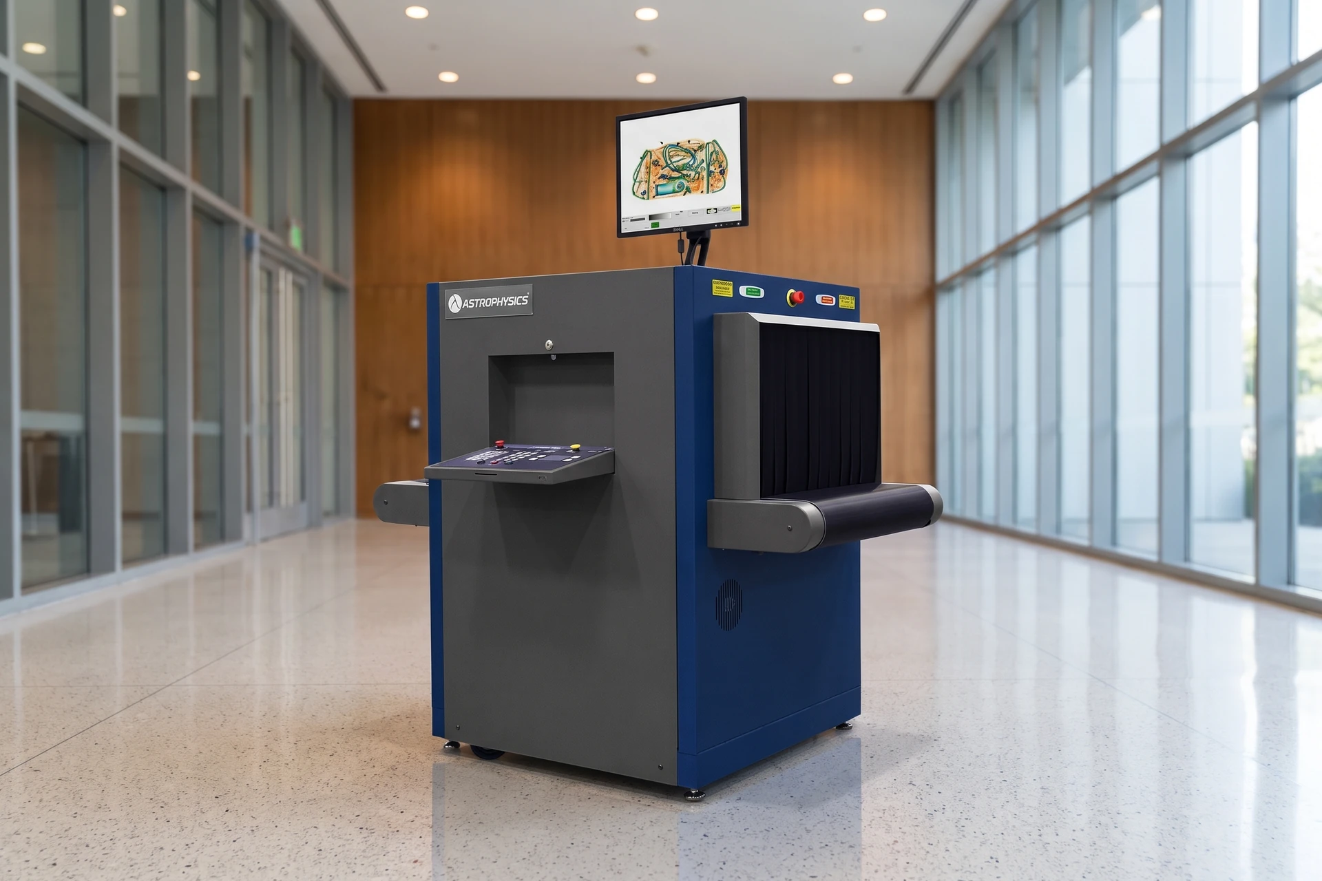Astrophysics XIS-6040 Röntgenscanner als Produktmotiv in einem hellen Museumssaal