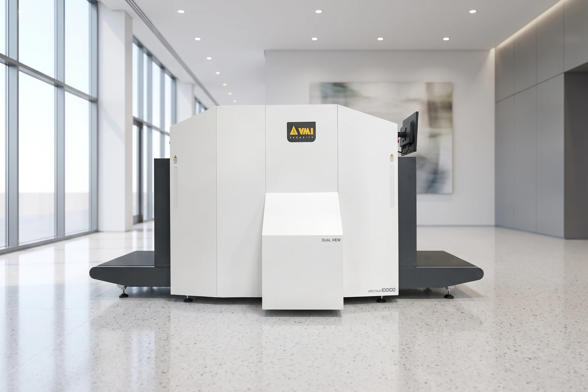 VMI Spectrum 100100 DV Röntgenscanner als Produktmotiv in einem hellen Museumssaal
