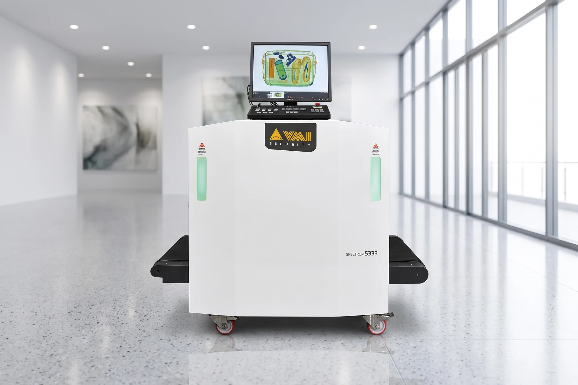 VMI Spectrum 5333 Röntgen-Gepäckscanner als Produktmotiv in einem hellen Museumssaal